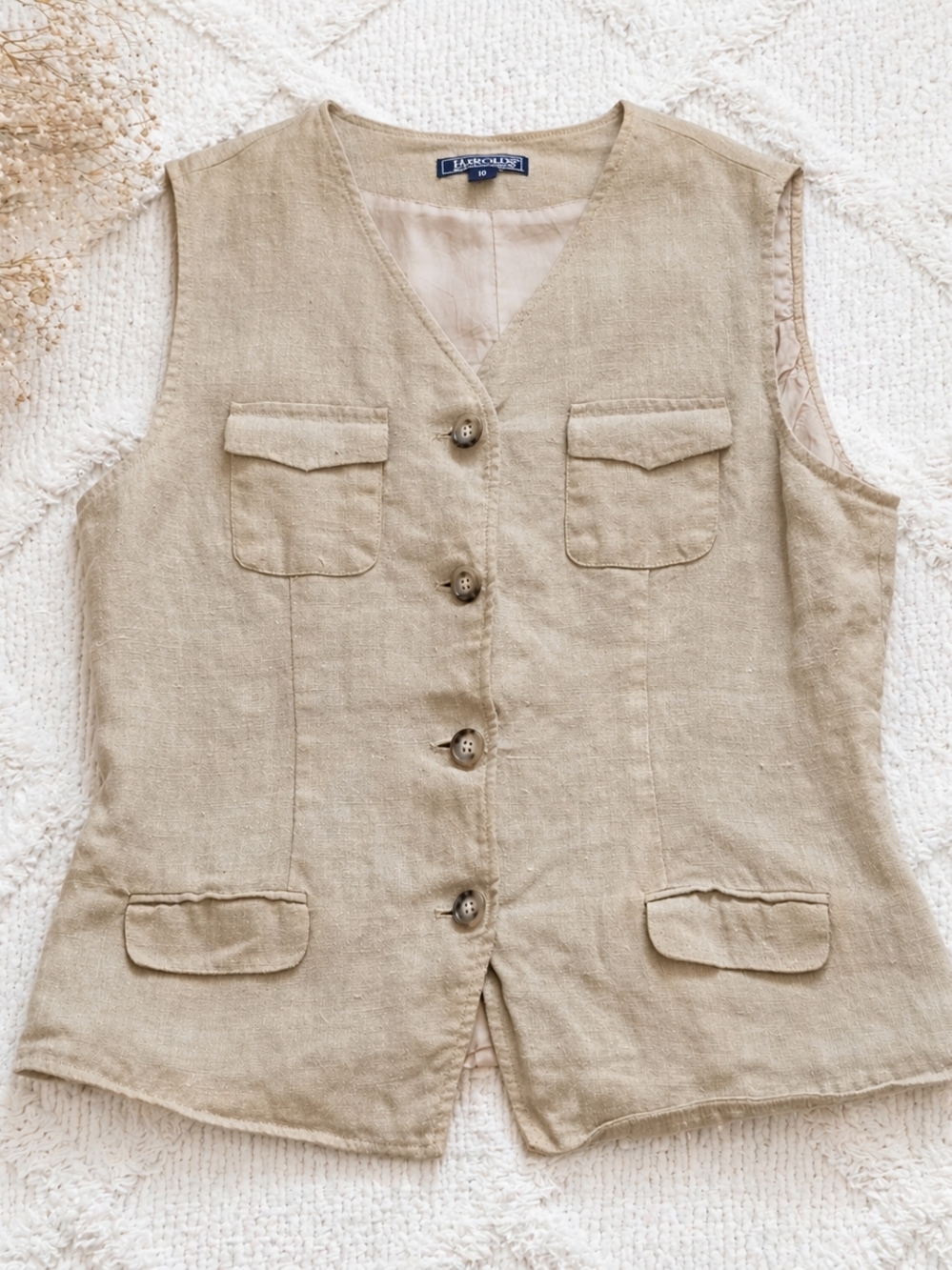 Harold's Beige Linen Vest Jacket